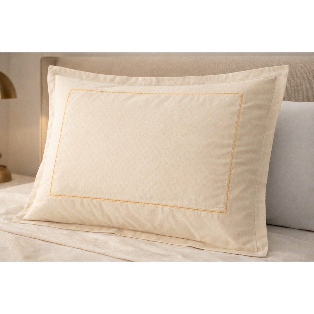 Frette King Pillowcase Set Luxury‎ Envelope Cotton Jacquard Ivory Cream Shams